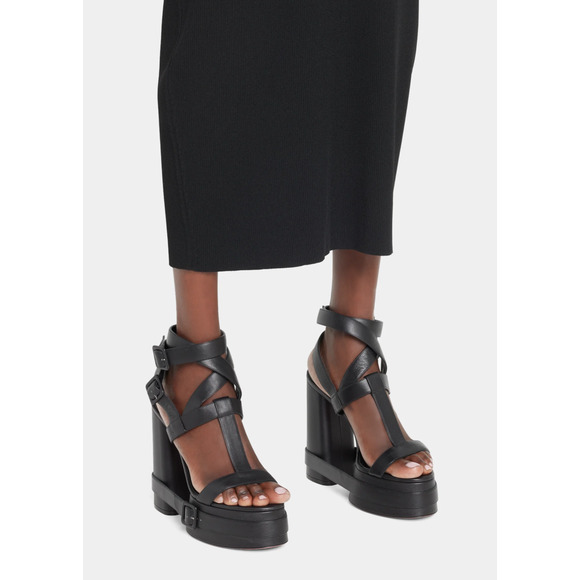 Christian Louboutin Yazefatt Strap 130 Black Platform Bloc Heel Sandal Pump 37.5 - Picture 3 of 12